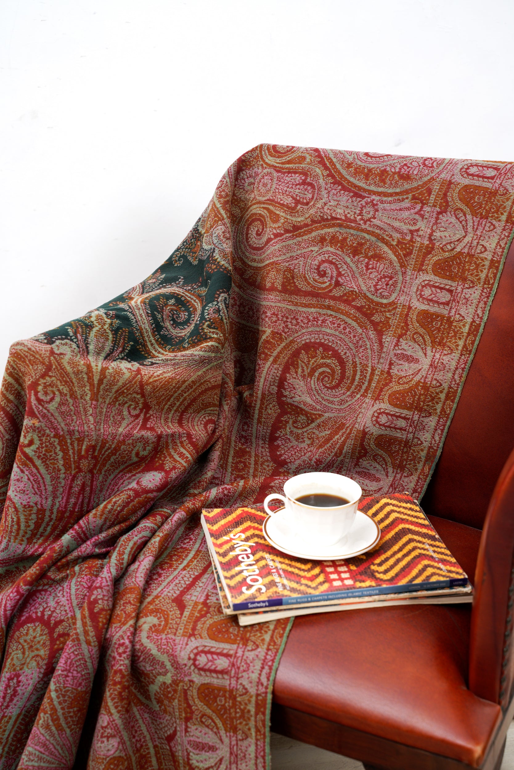 Vintage european Jacquard Paisley Shawl 10' x 5'