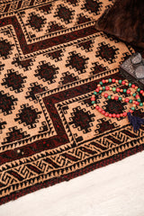 Vintage Baloch Tribal Prayer Rug 4'3" x 2'10"