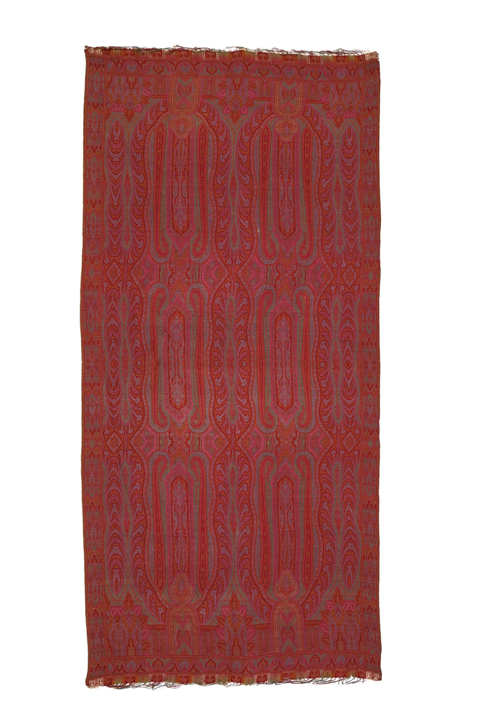 VINTAGE european JACQUARD PAISLEY SHAWL 10'4" x 5'