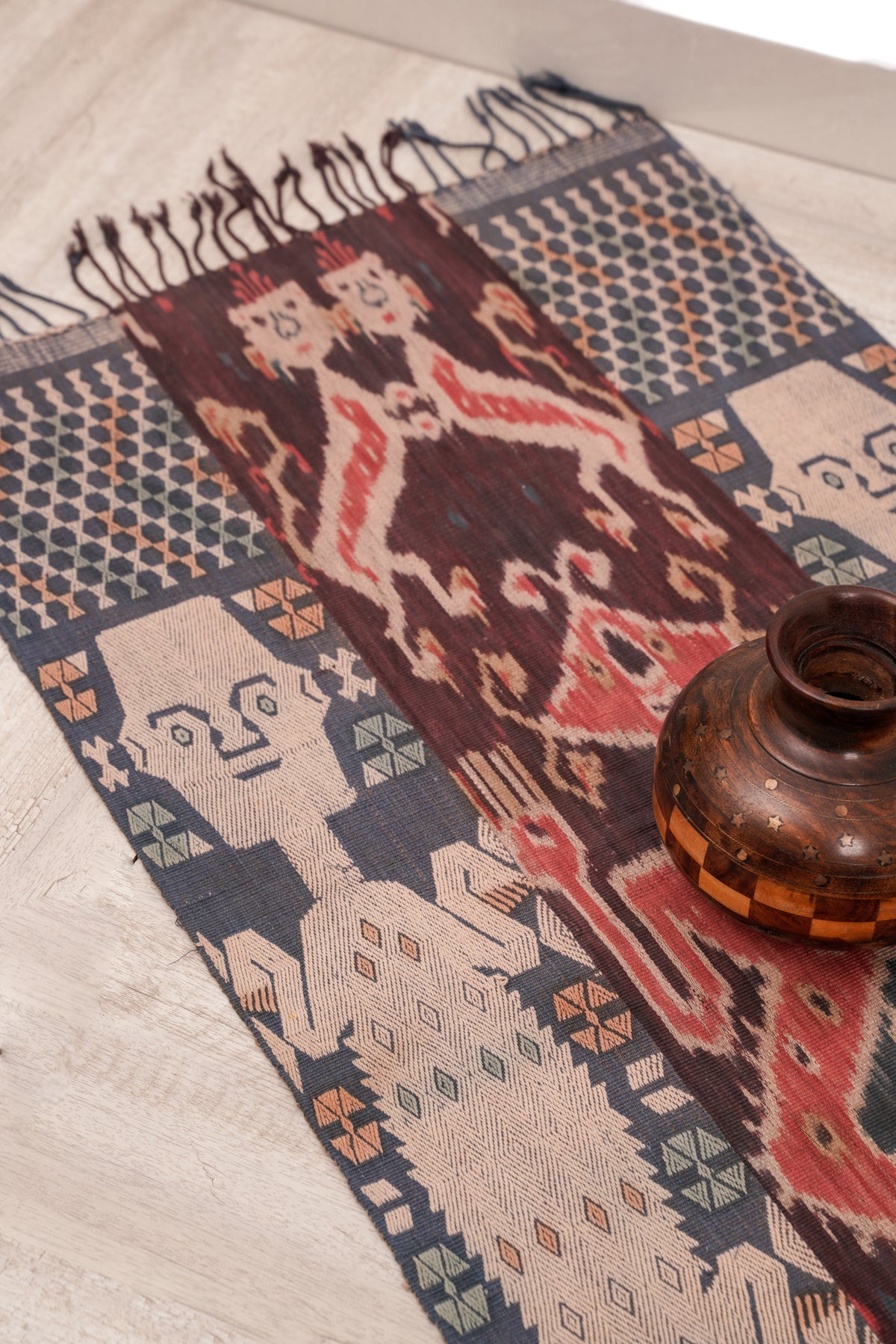 Antique Indonesian Sumba Ikat textile 7'1" x 2'