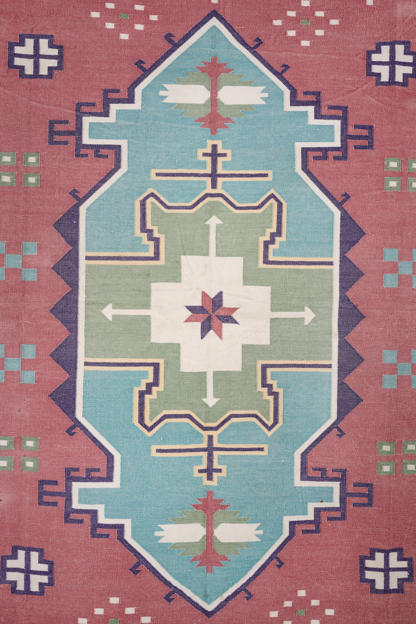 Vintage Indian Stonewashed Dari Kilim 7'7" x 5'2"