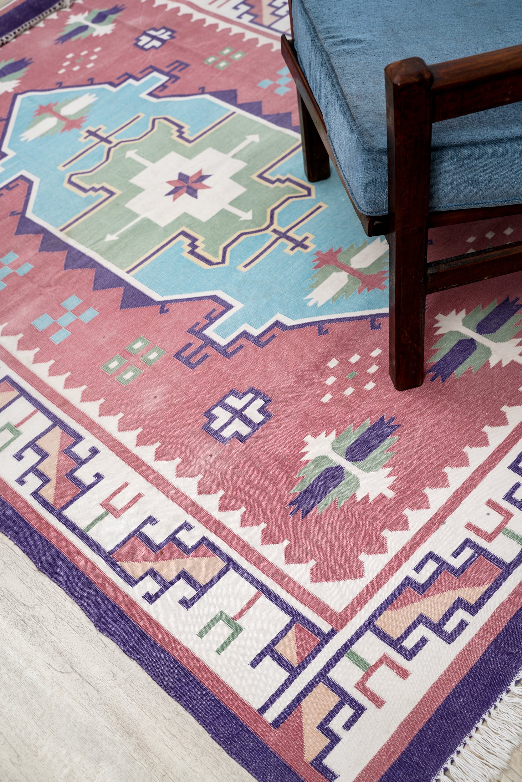 Vintage Indian Stonewashed Dari Kilim 7'7" x 5'2"