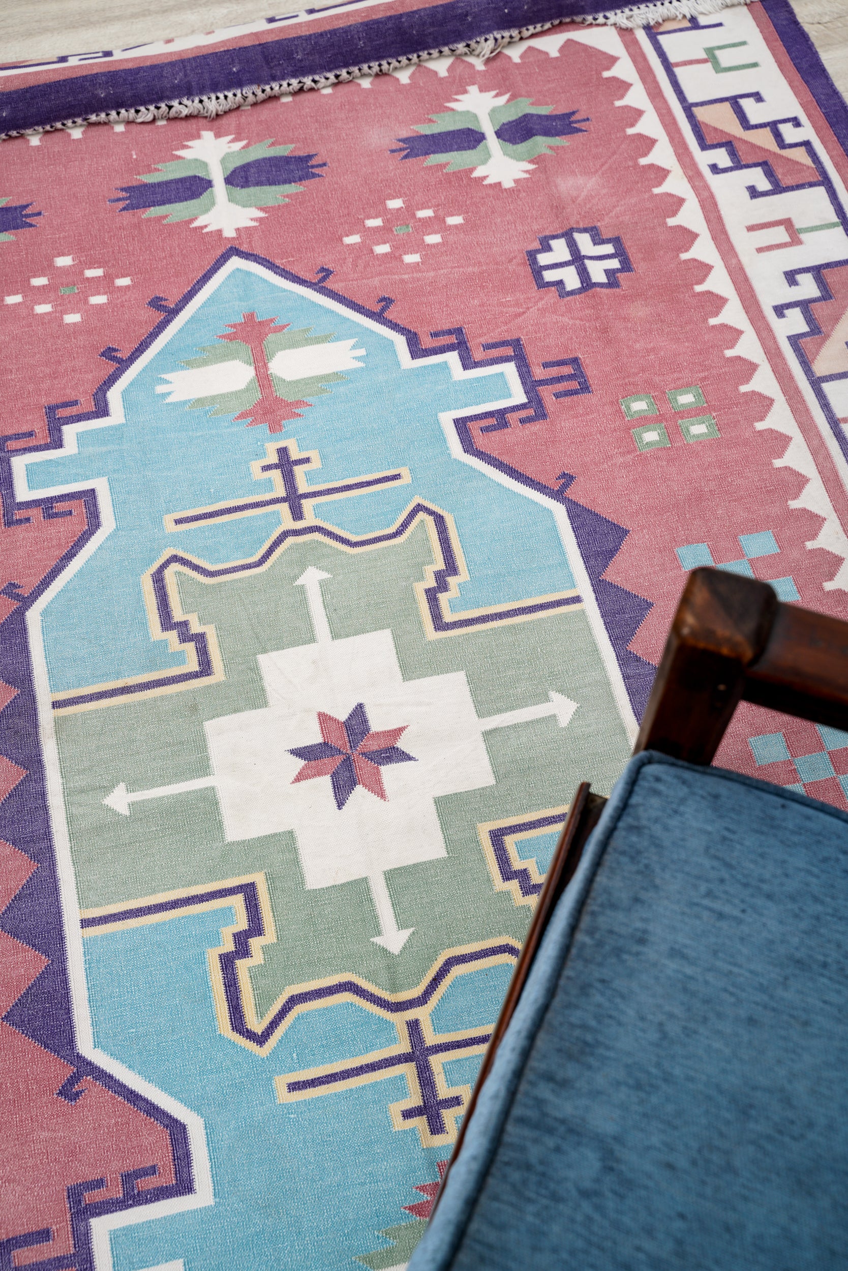 Vintage Indian Stonewashed Dari Kilim 7'7" x 5'2"