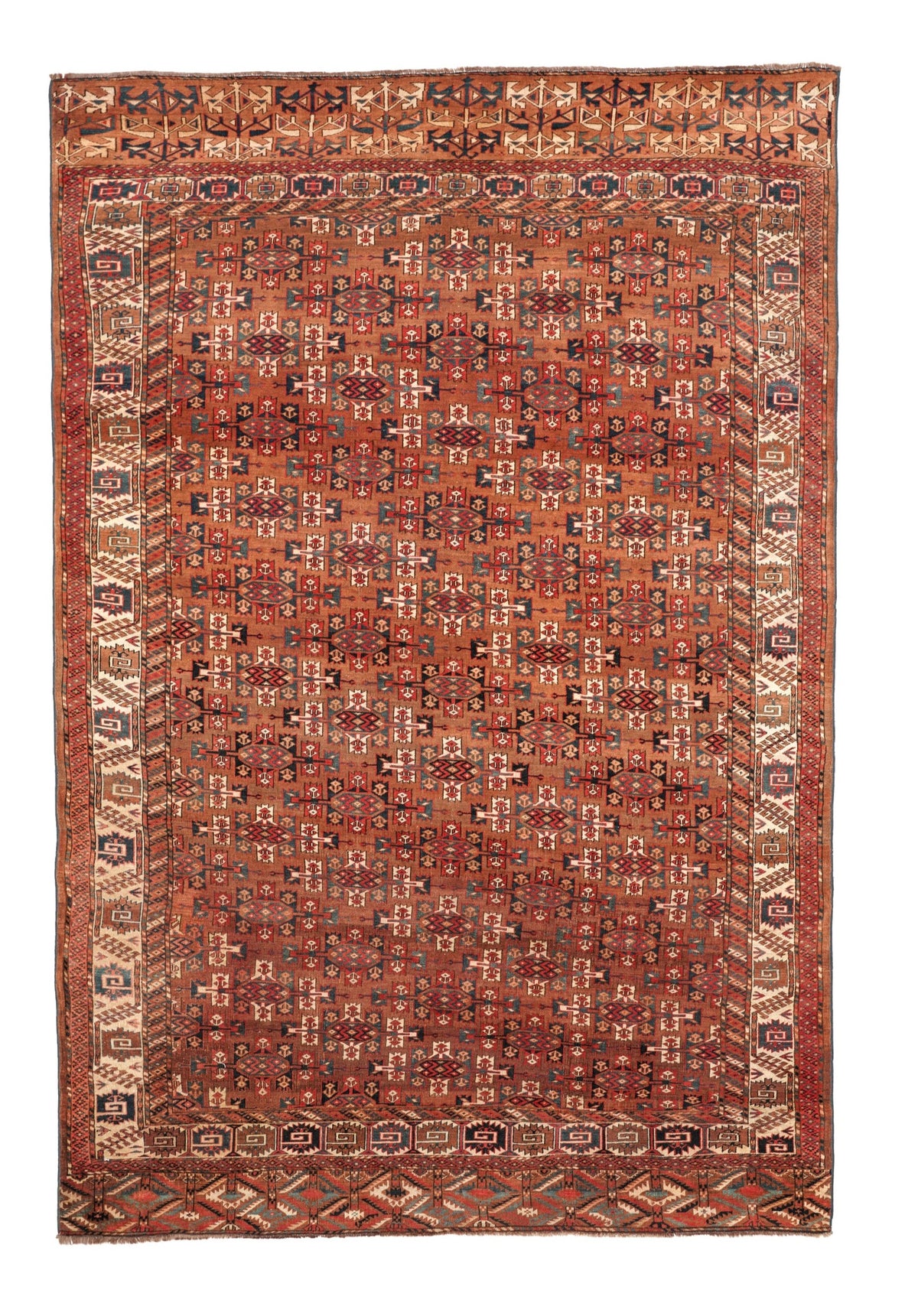 Antique Turkmen Yamud Rug 10'6" x 7'