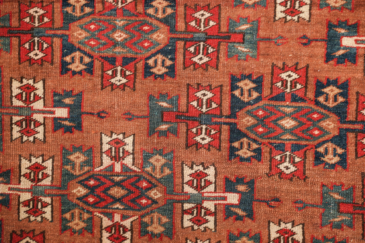 Antique Turkmen Yamud Rug 10'6" x 7'
