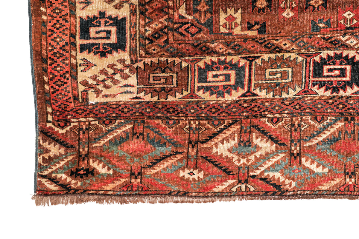 Antique Turkmen Yamud Rug 10'6" x 7'