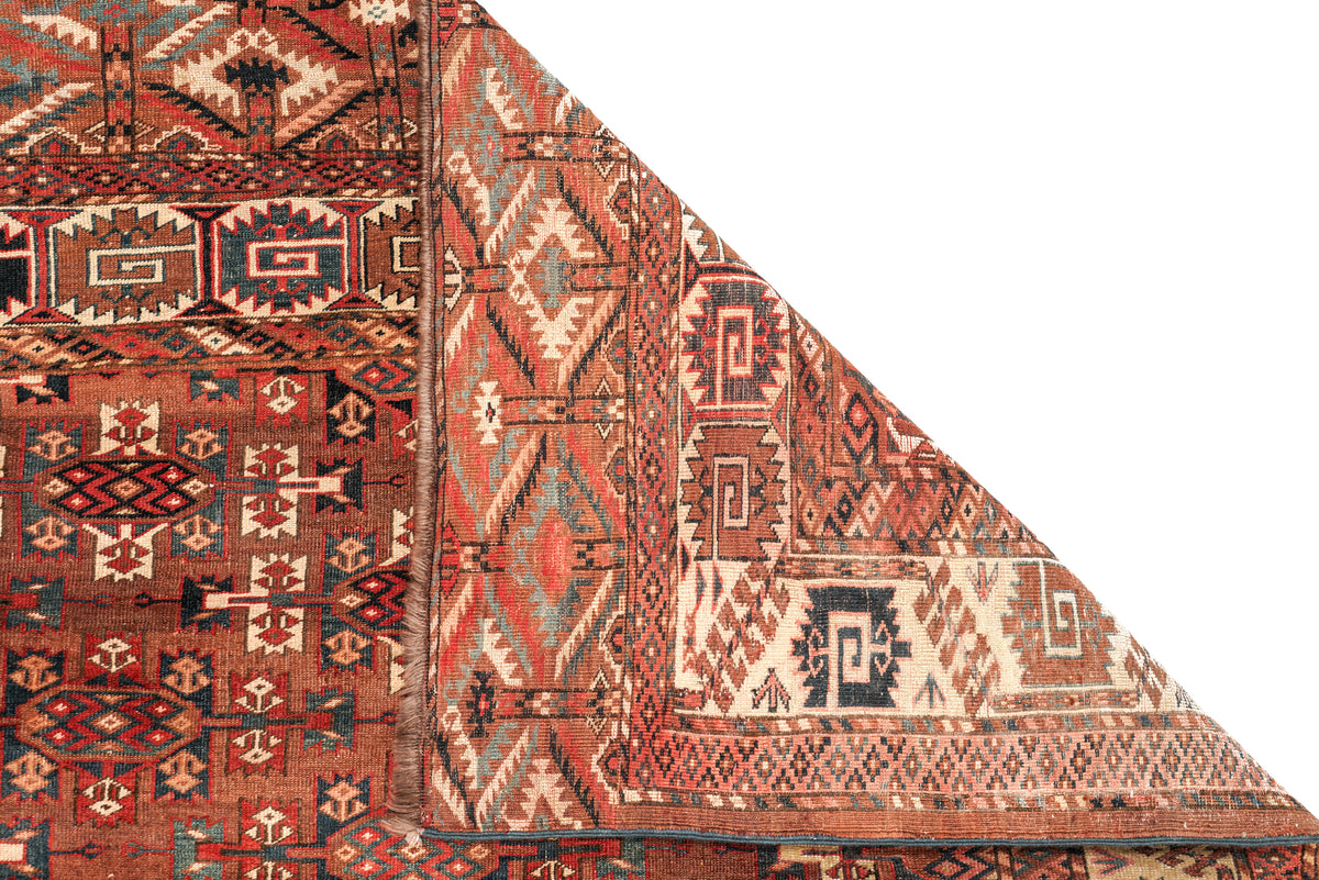 Antique Turkmen Yamud Rug 10'6" x 7'