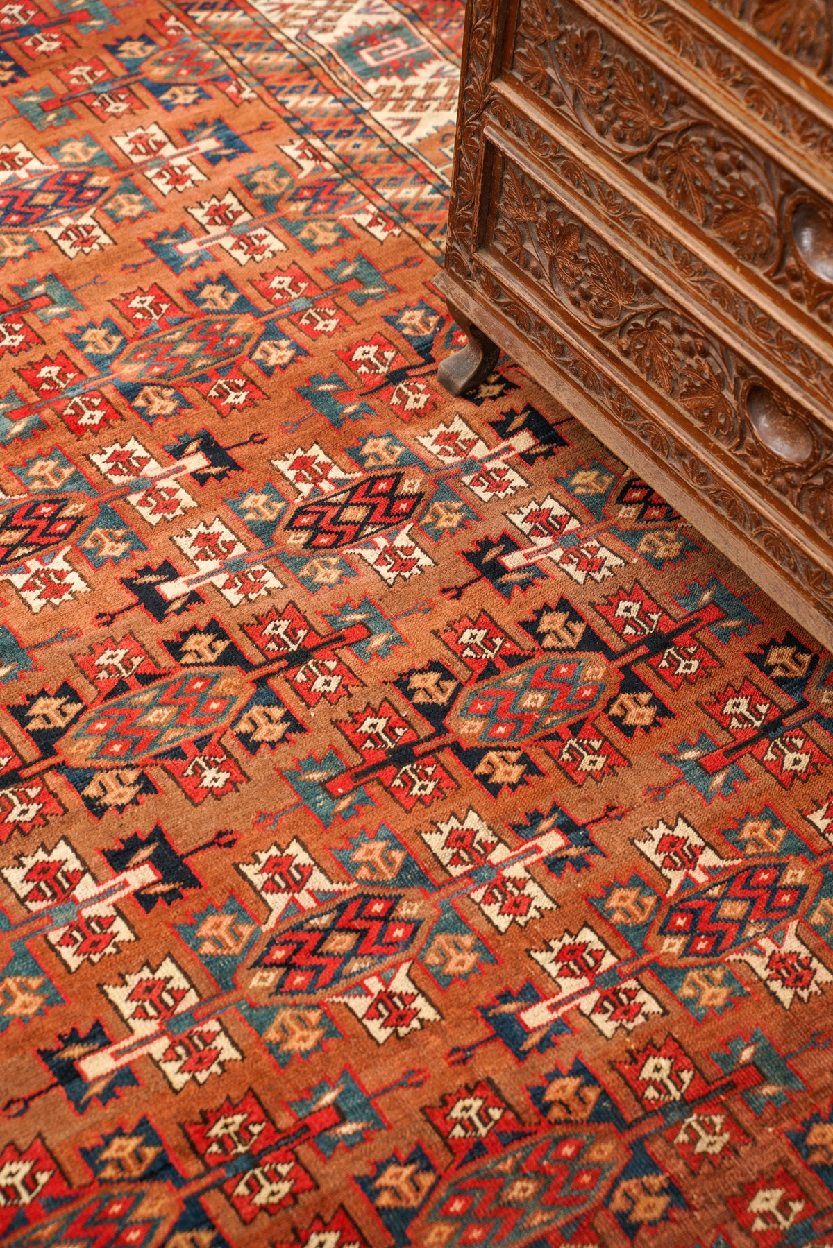 Antique Turkmen Yamud Rug 10'6" x 7'