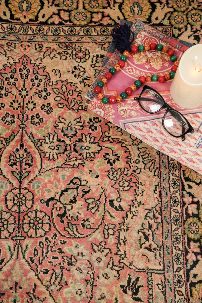 vintage Natural silk Kashmiri rug 4'9" x 3'