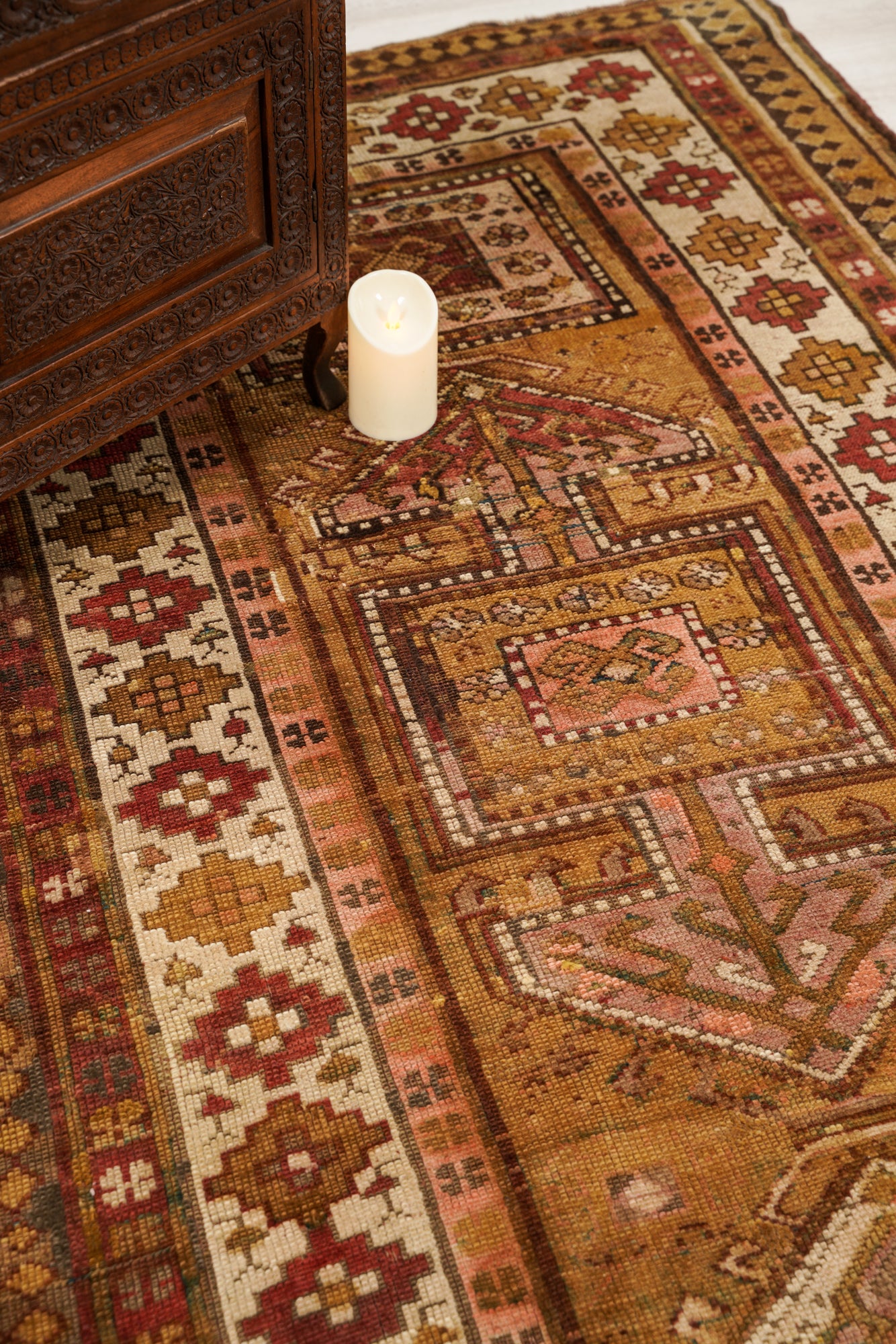 Antique Caucasian Kazak Hallway Rug 10'4" x 3'8"