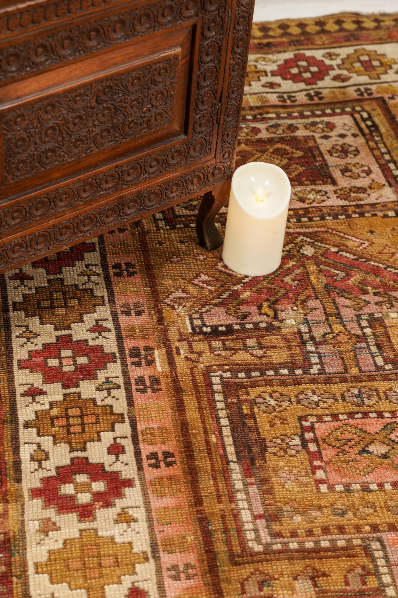 Antique Caucasian Kazak Hallway Rug 10'4" x 3'8"