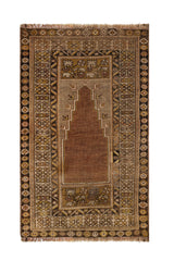 Vintage Turkish Milas Prayer Rug 4'8" x 2'11"