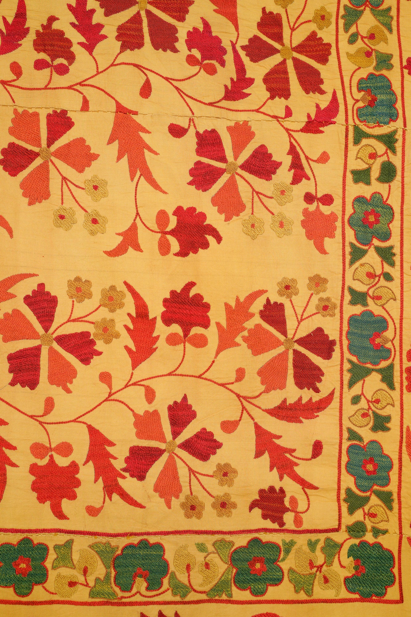 Vintage Suzani Silk Hand Embroidery 8'6" x 7'4"