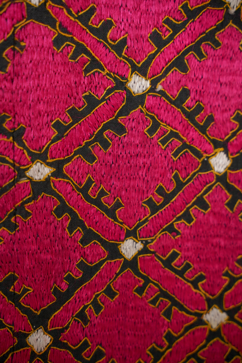 Vintage Silk Swati Textile Hand Embroidery 5'10" x 1'1"