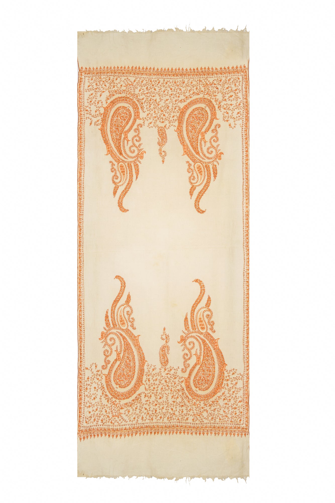 Vintage Kashmiri Embroidery Shawl 5'8" x 2'2"