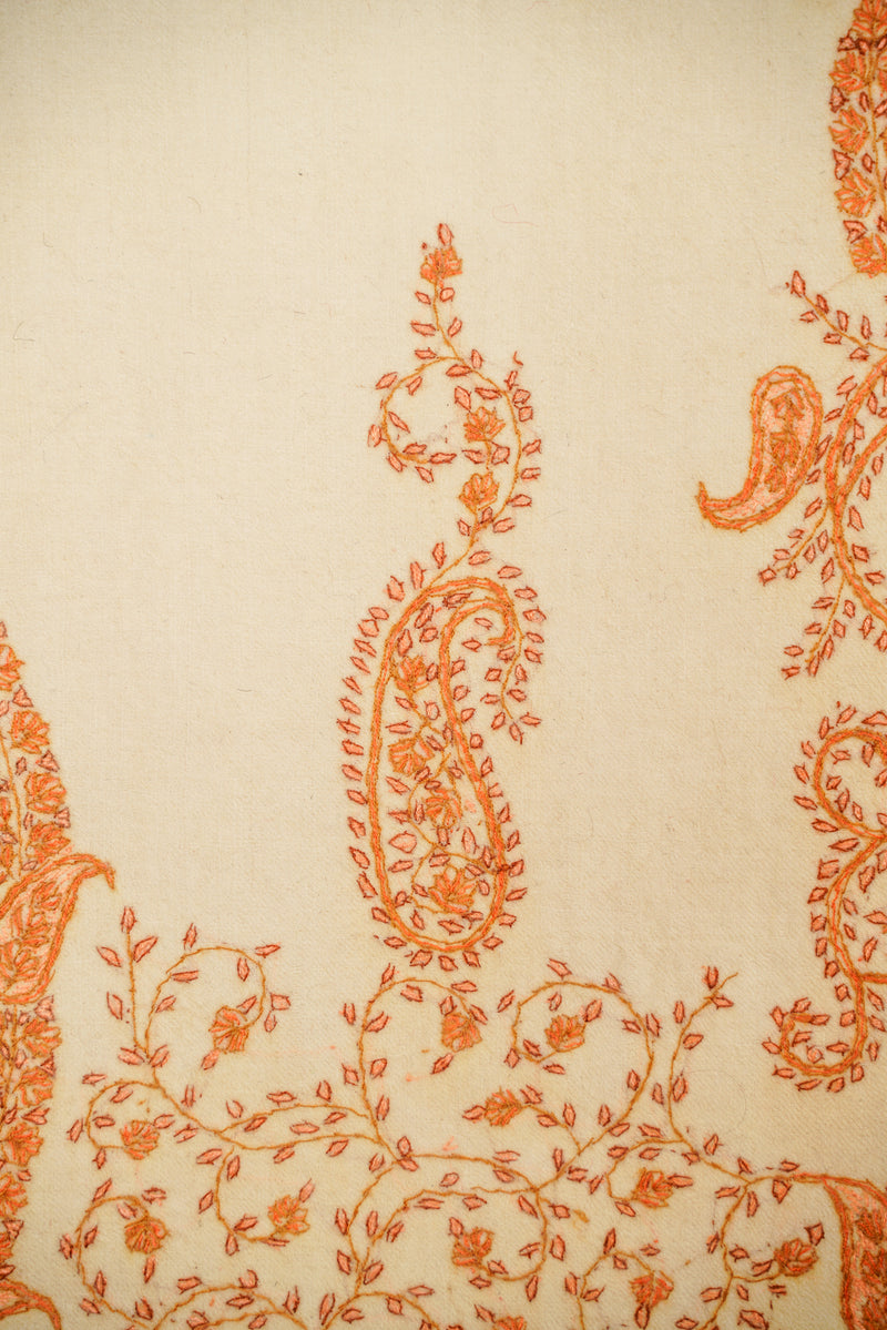 Vintage Kashmiri Embroidery Shawl 5'8" x 2'2"