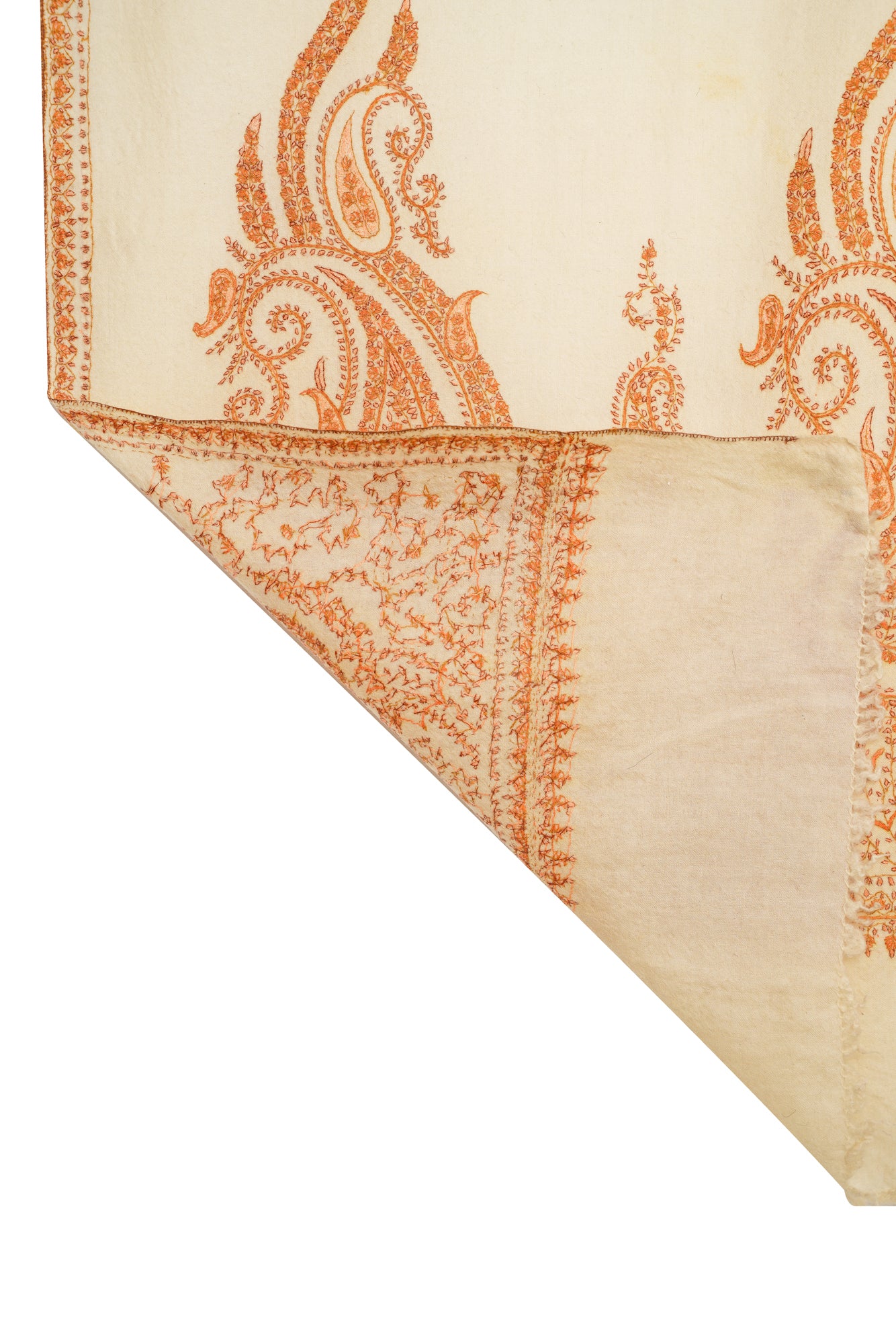 Vintage Kashmiri Embroidery Shawl 5'8" x 2'2"