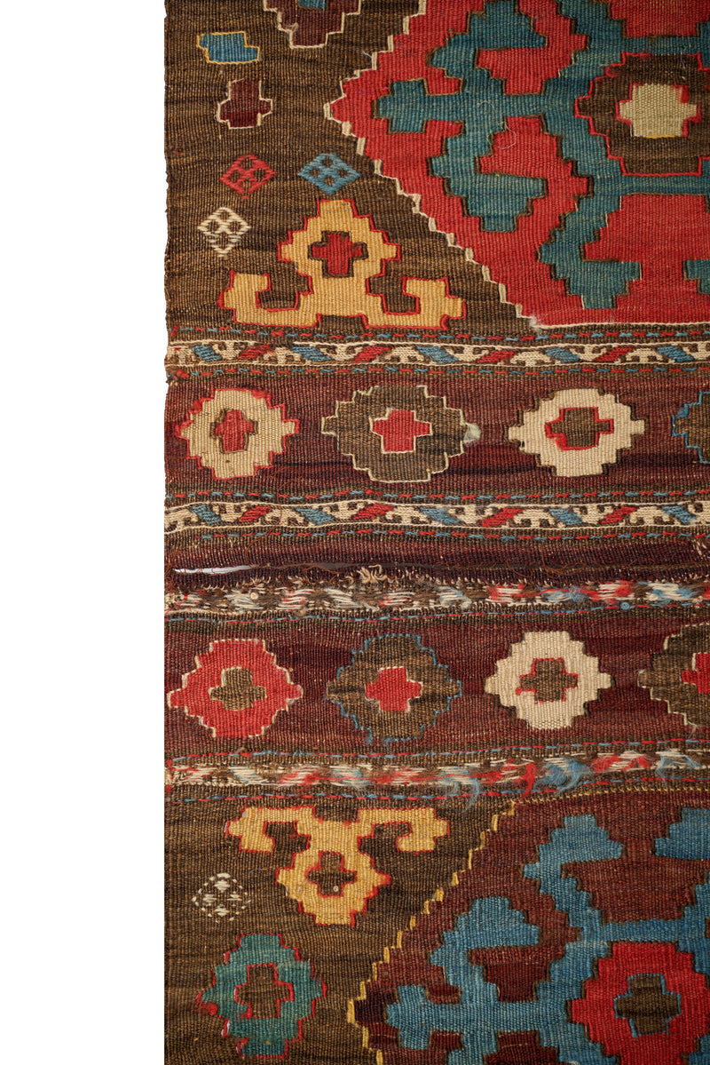 Antique Caucasian Shahsavan Kilim Panel 3' x 1'7"