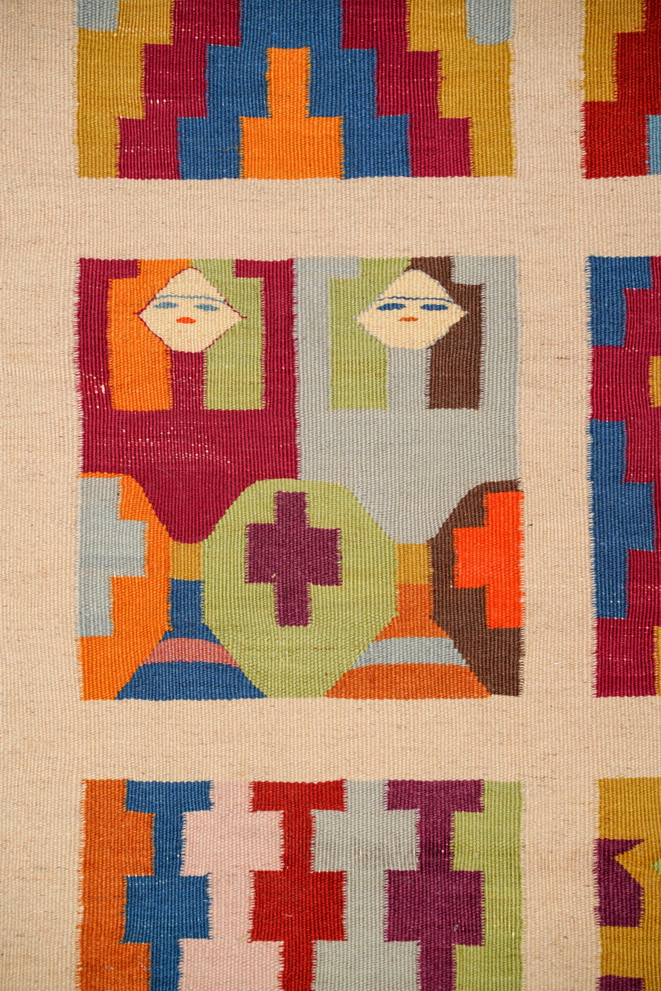 Vintage Tunisian Gufsa Kilim 3'4" x 1'8"