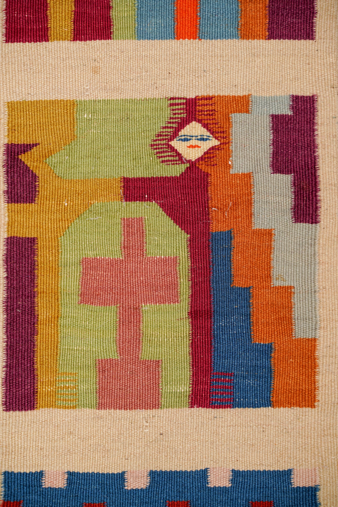 Vintage Tunisian Gufsa Kilim 3'4" x 1'8"