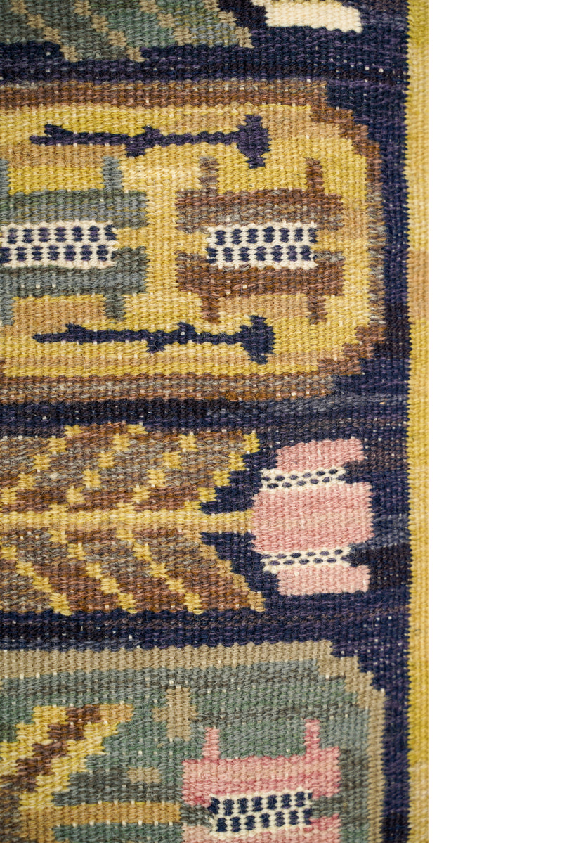Antique Swedish Flat Weave Tapestry by Marta Maas Fjetterstrom (The Medallions) 2'10" x 1'3"