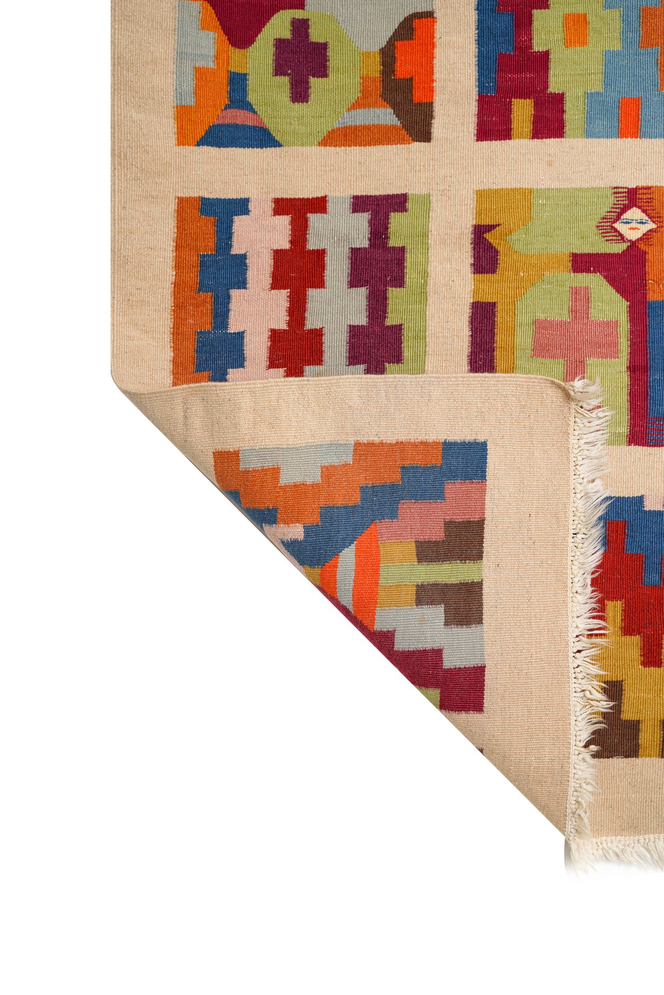 Vintage Tunisian Gufsa Kilim 3'4" x 1'8"