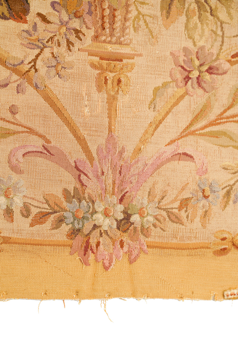 Aubusson tapestry French antique 19th century chair back hanging  4' x 2'
