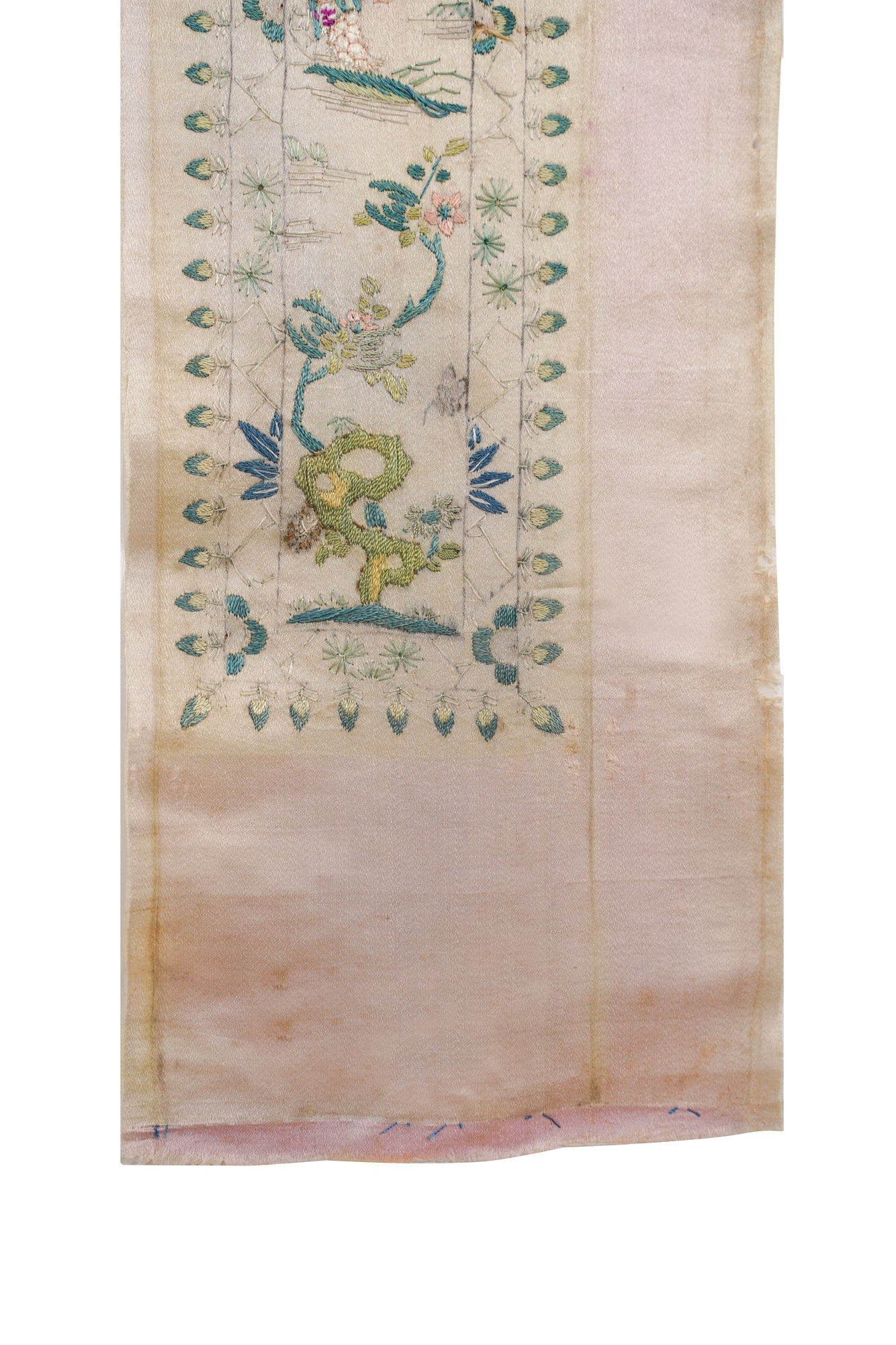 Antique Silk Chinese Embroidery Panel 3'4" x 6"
