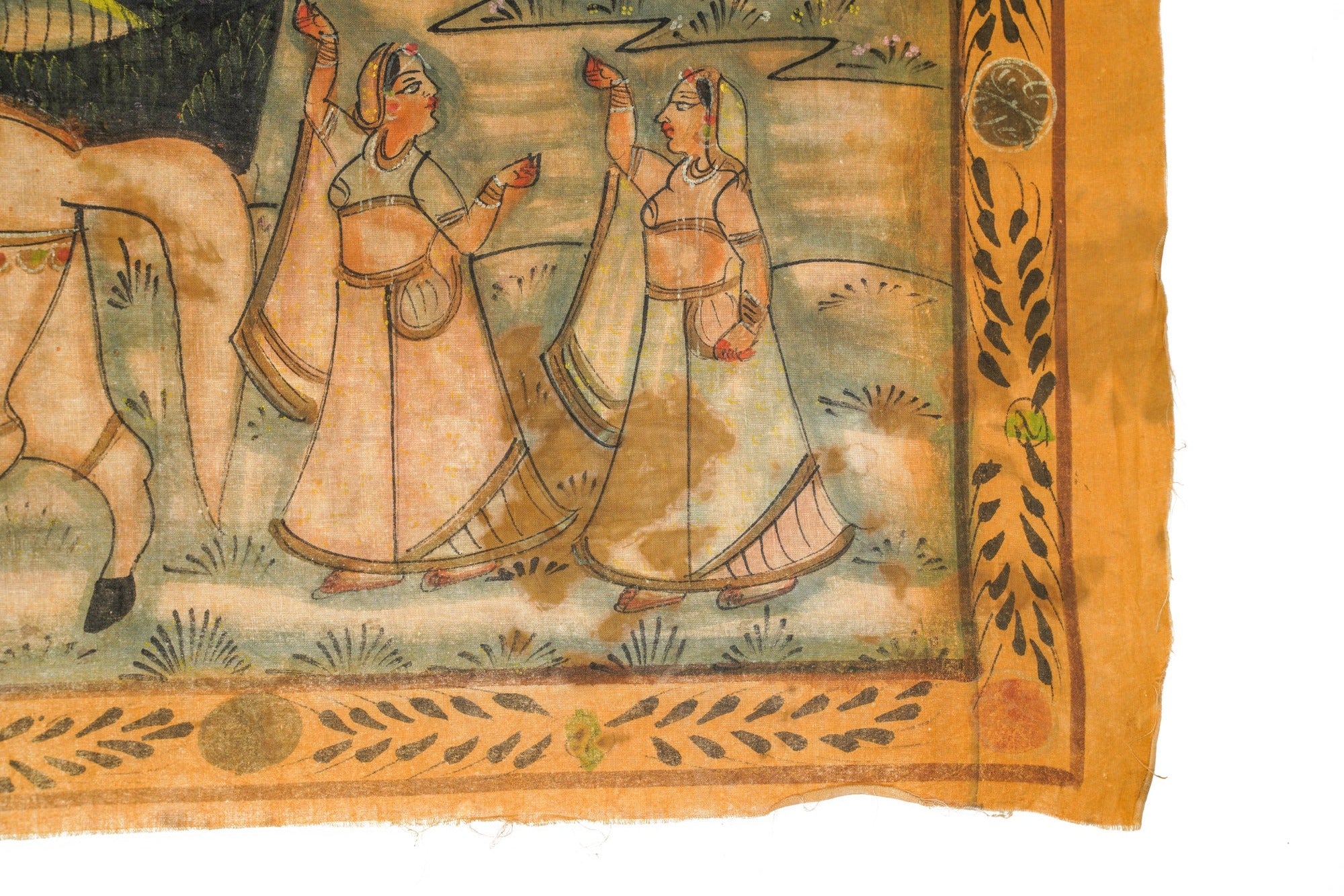 Antique Indian Maharajah Painting Textile 4'11" x 1'8"