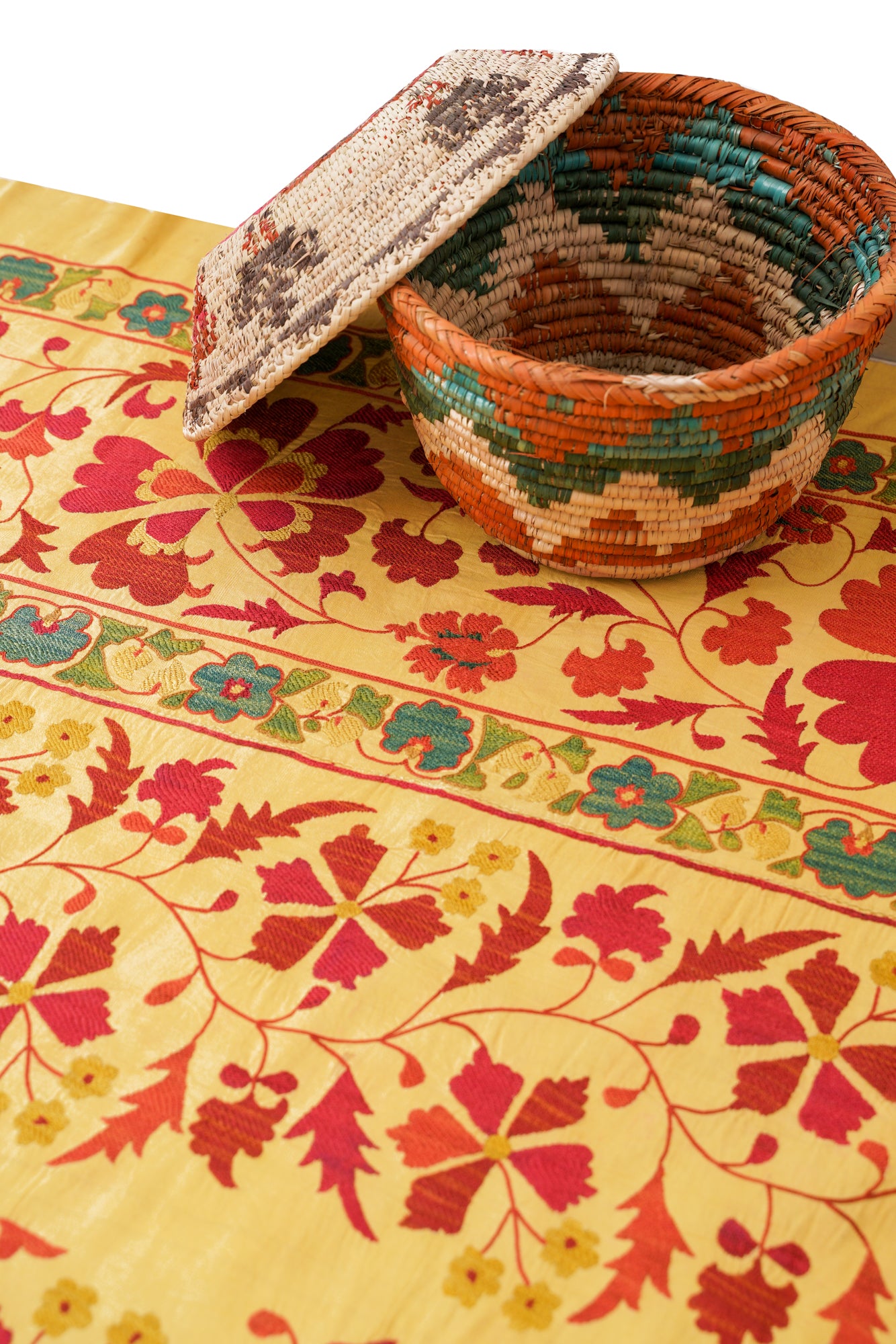 Vintage Suzani Silk Hand Embroidery 8'6" x 7'4"