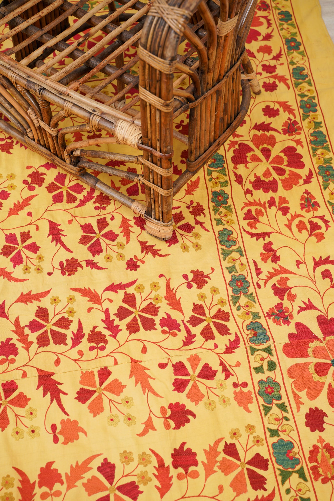 Vintage Suzani Silk Hand Embroidery 8'6" x 7'4"