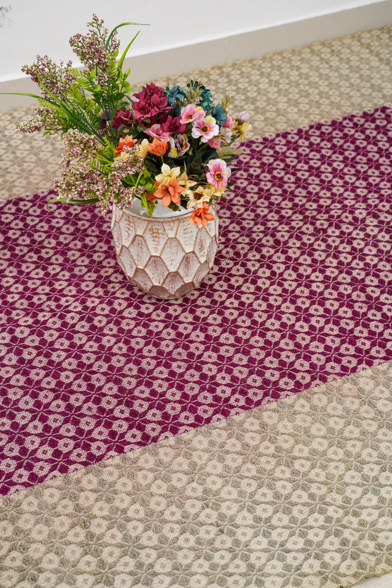 Antique Scandinavian Loom Textile 7'1" x 5'