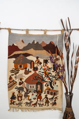 Vintage African Lesotho Mohair Tapestry 4' x 2'11"