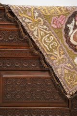 Antique Ottoman Metallic Silk Embroidery 2'1" x 1'2"
