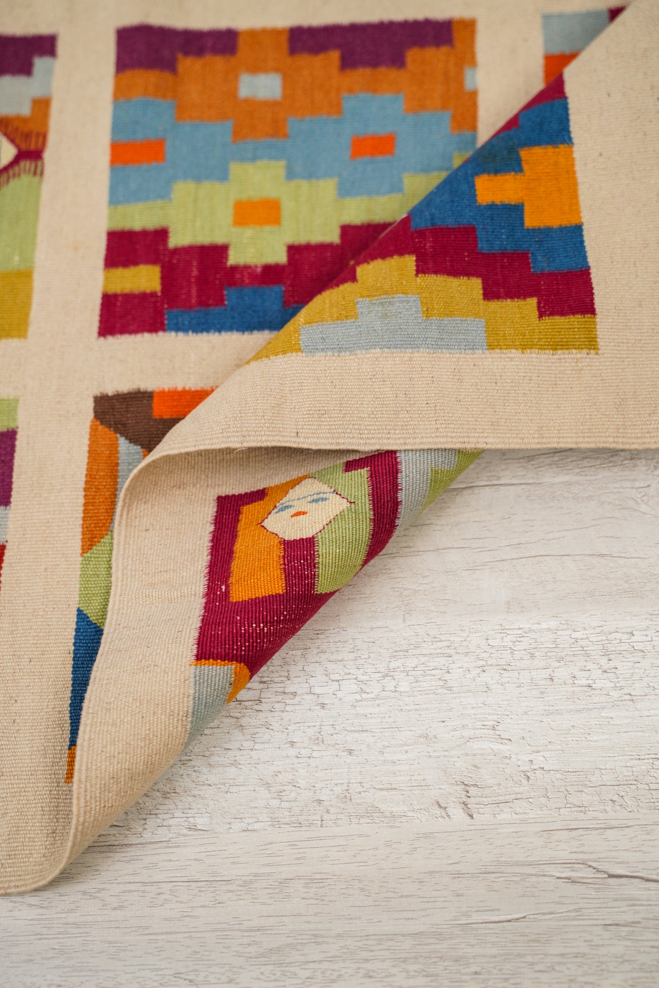 Vintage Tunisian Gufsa Kilim 3'4" x 1'8"