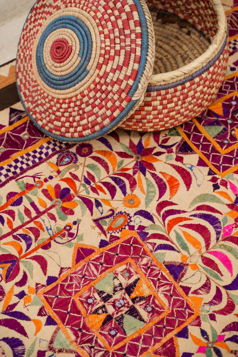 Vintage Indian Phulkari Textile 5'6"x 3'9"