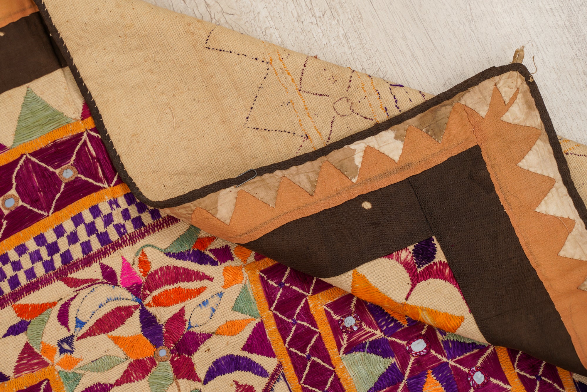 Vintage Indian Phulkari Textile 5'6"x 3'9"