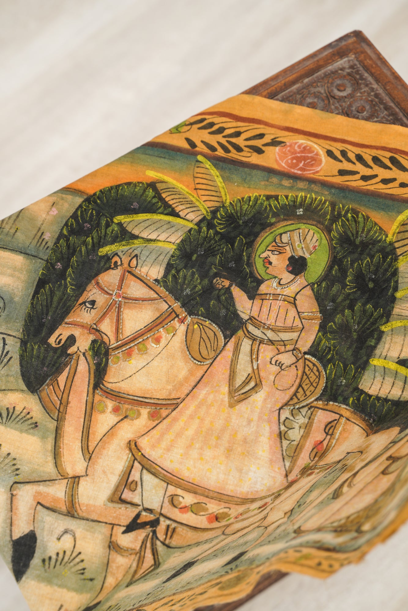 Antique Indian Maharajah Painting Textile 4'11" x 1'8"