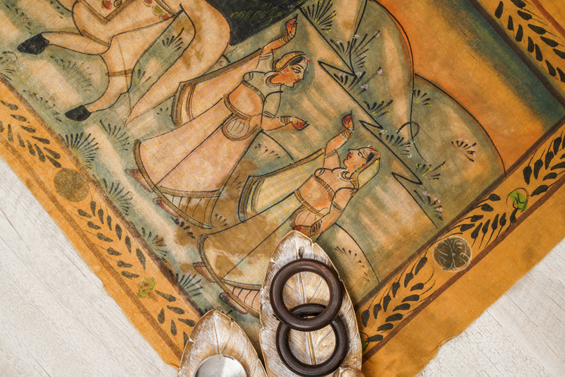 Antique Indian Maharajah Painting Textile 4'11" x 1'8"