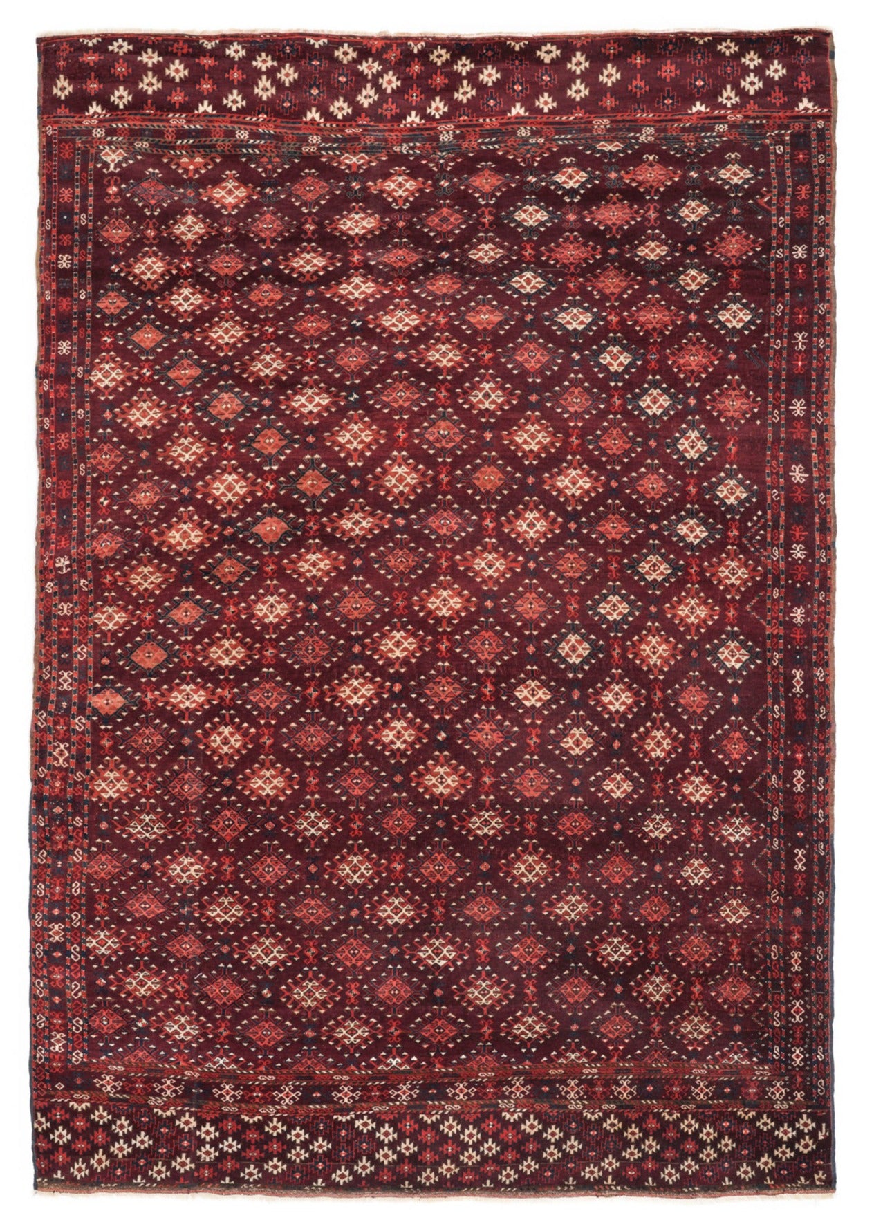 Antique Caucasian Yamoud Rug 9'7" x 6'6"