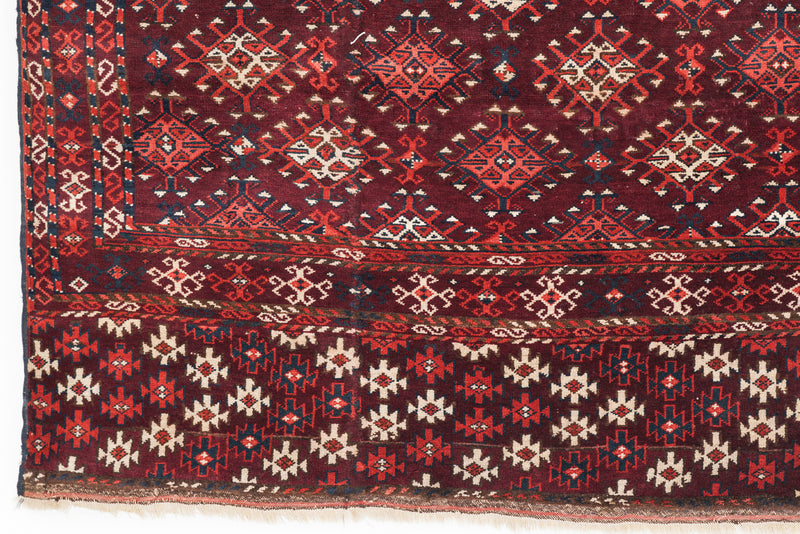 Antique Caucasian Yamoud Rug 9'7" x 6'6"