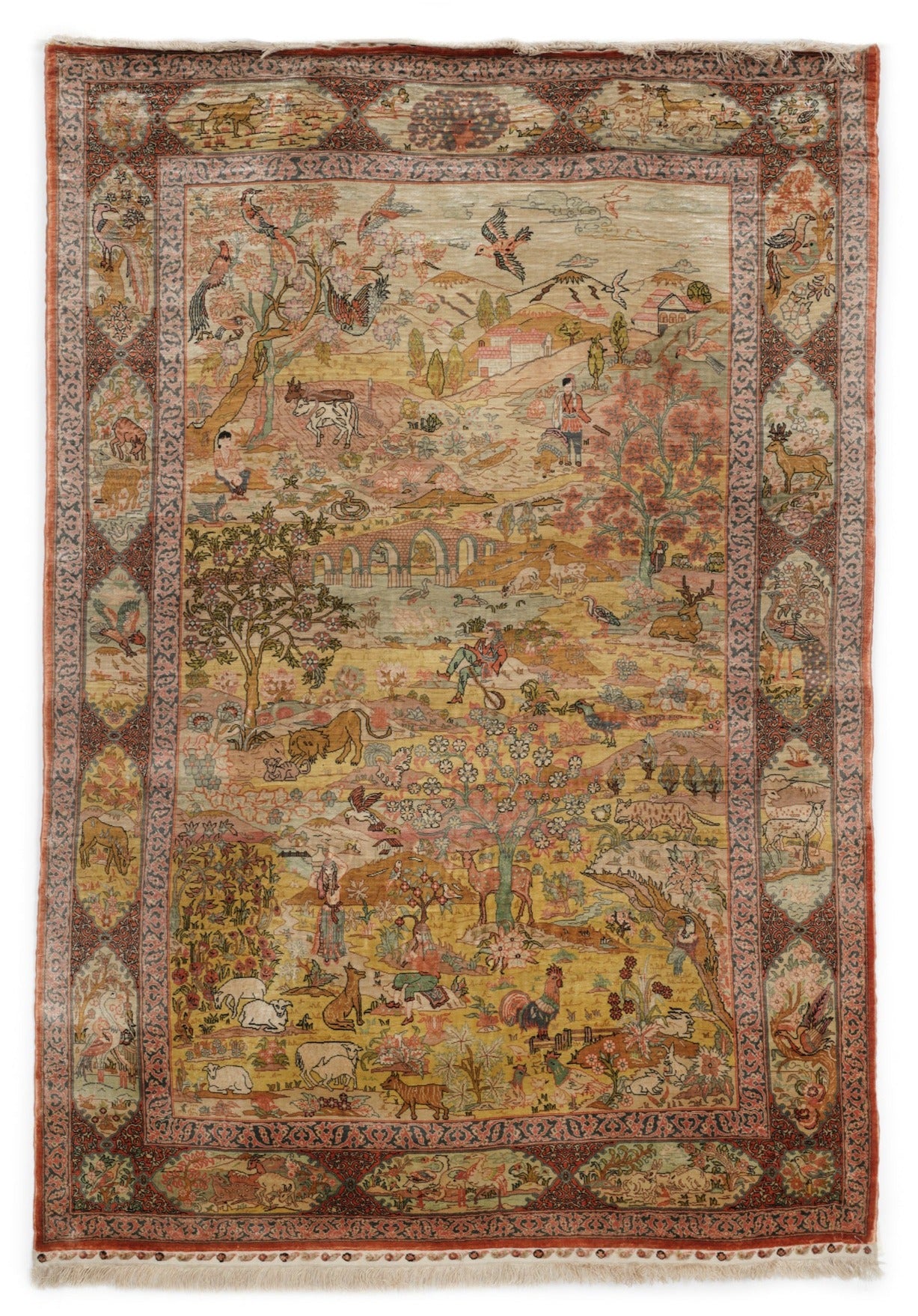 Vintage Oriental Folk Wall Art Rug 5' x 3'5"