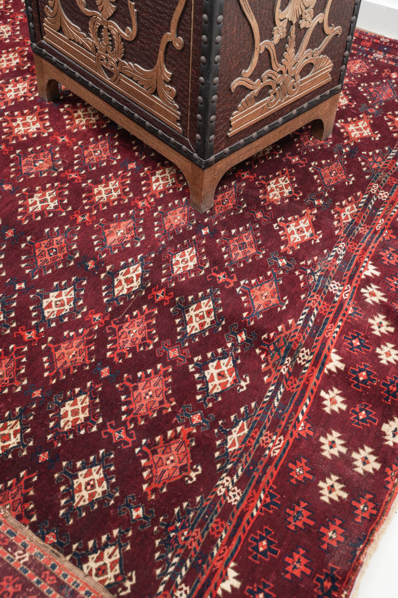 Antique Caucasian Yamoud Rug 9'7" x 6'6"