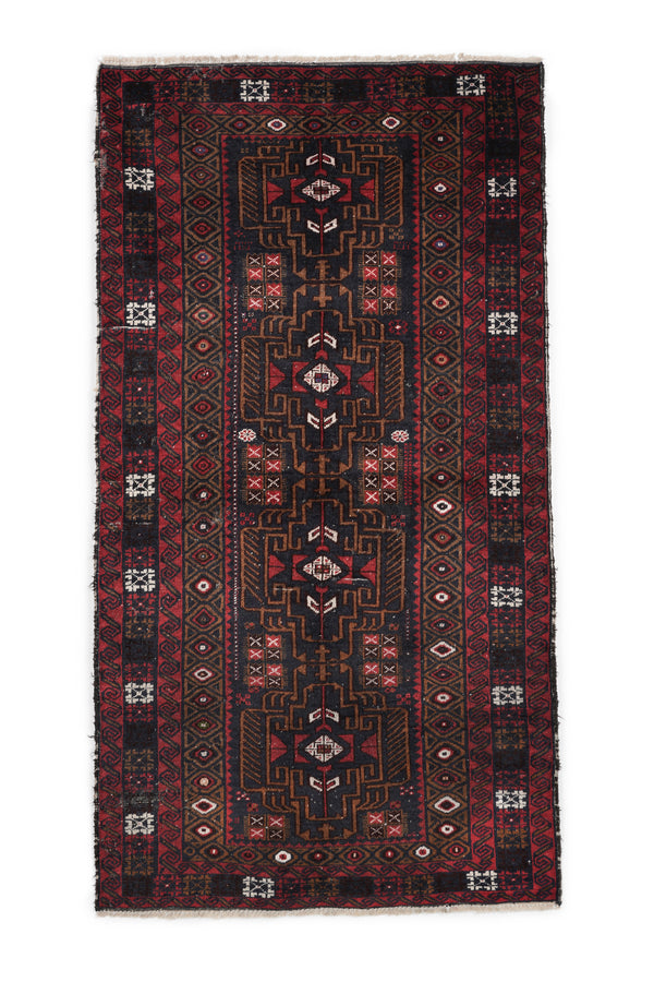 Vintage Baloch Tribal Rug 6'6" x 3'9"