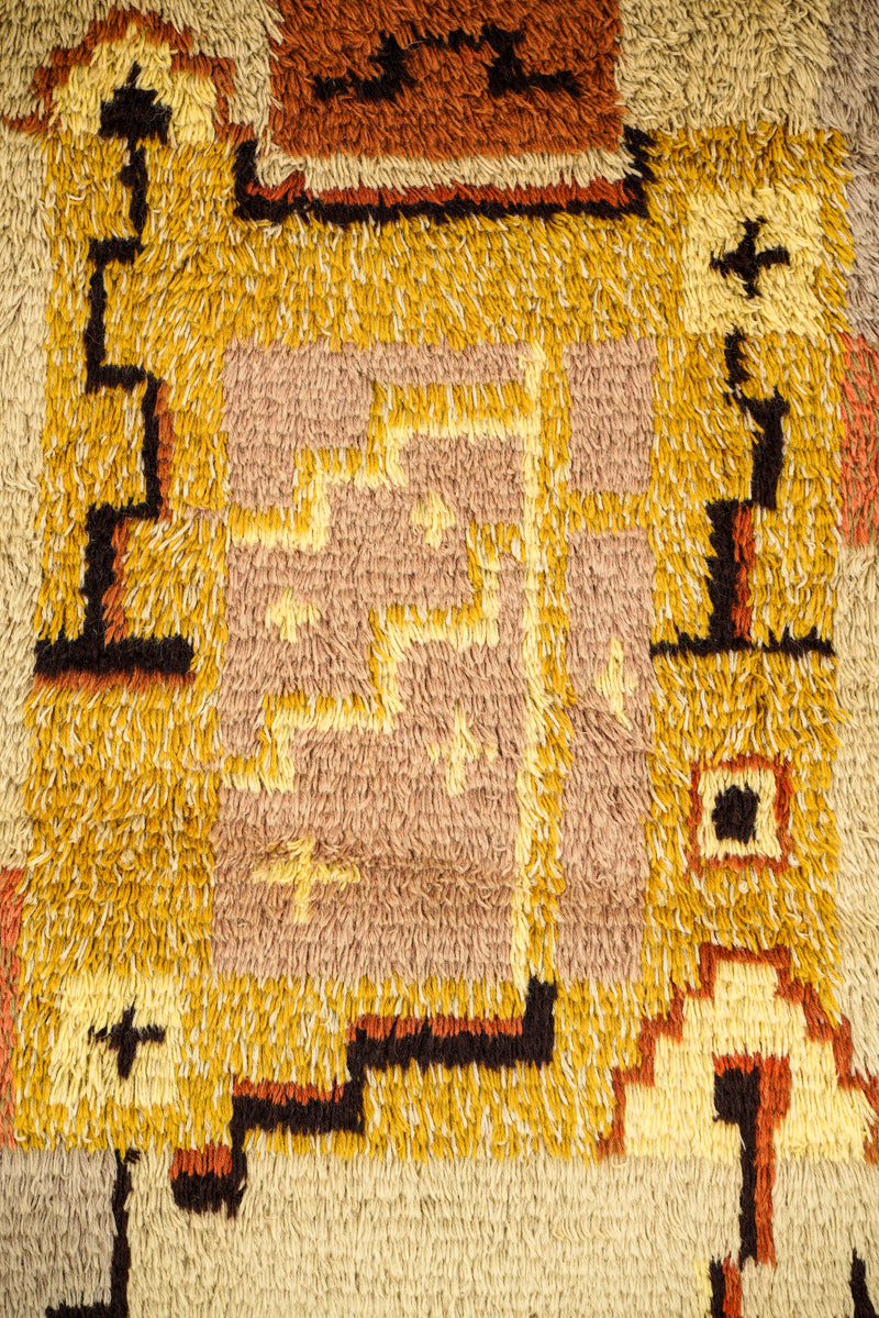 vintage scandinavian Rya rug 4'9" x 3'3"