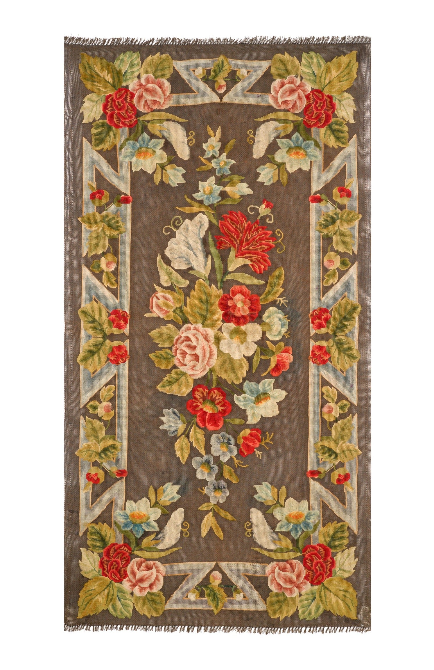 Antique English Needle Point Tapestry 5'7" x 3'