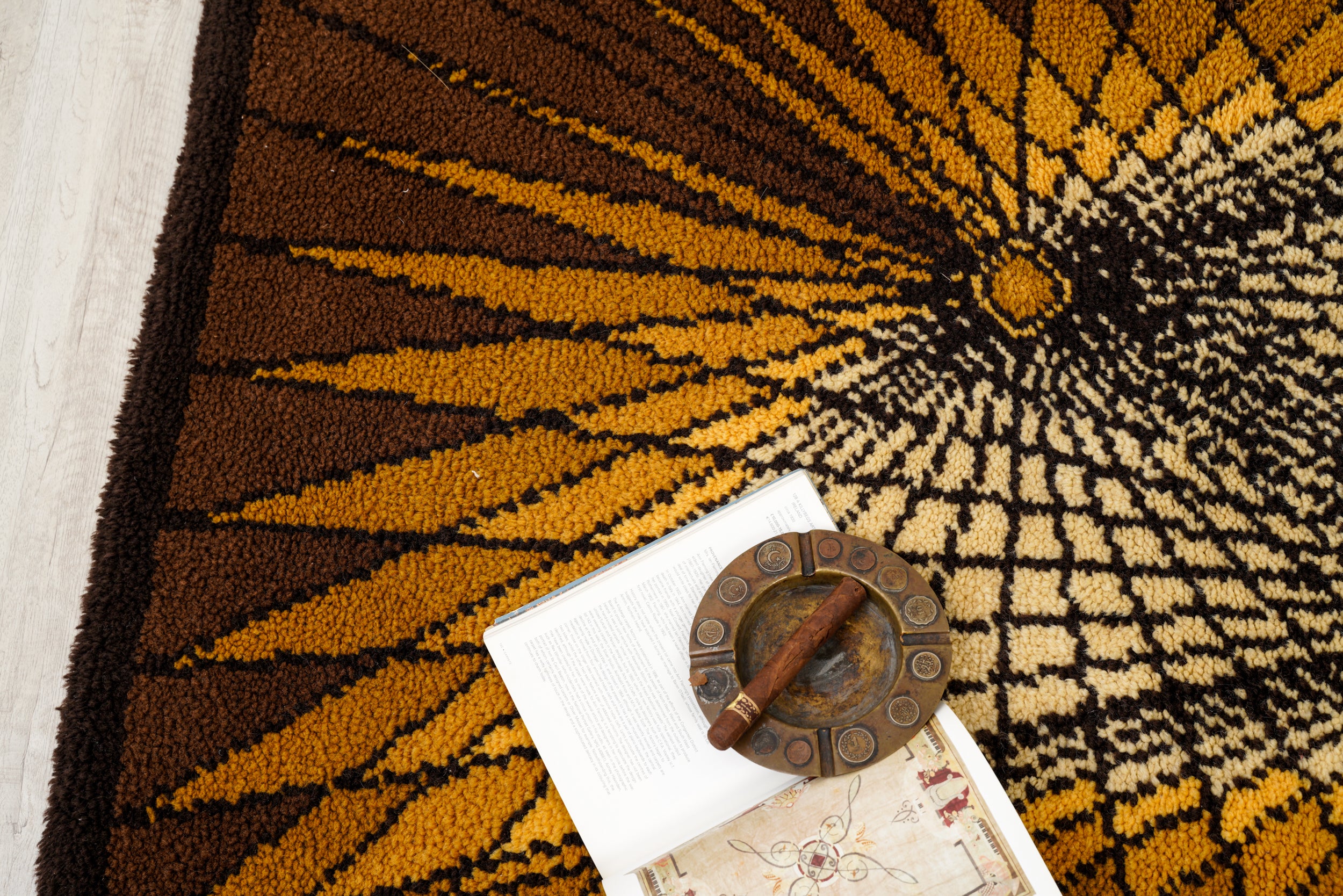 vintage scandinavian Rya rug 6' x 3'