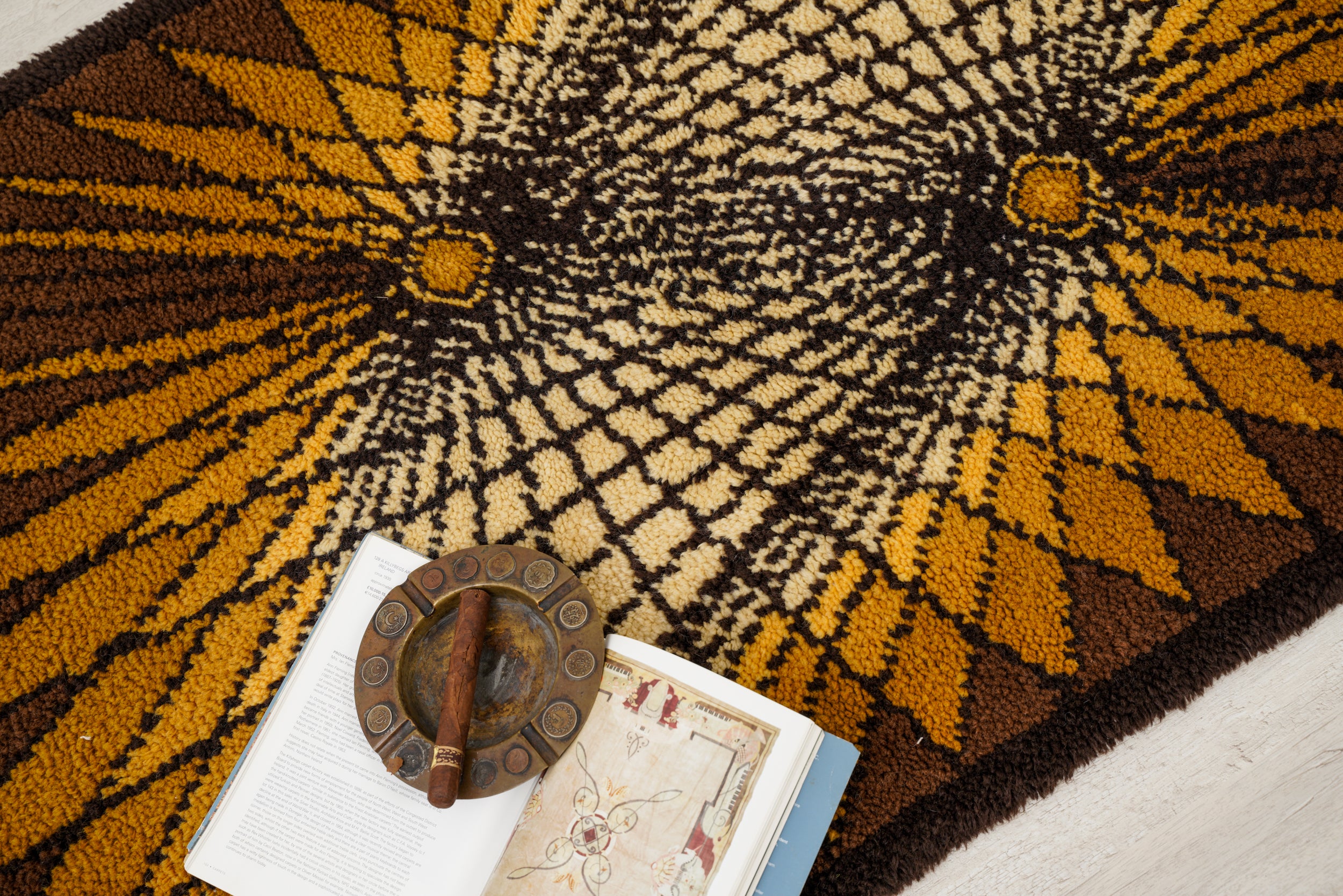 vintage scandinavian Rya rug 6' x 3'