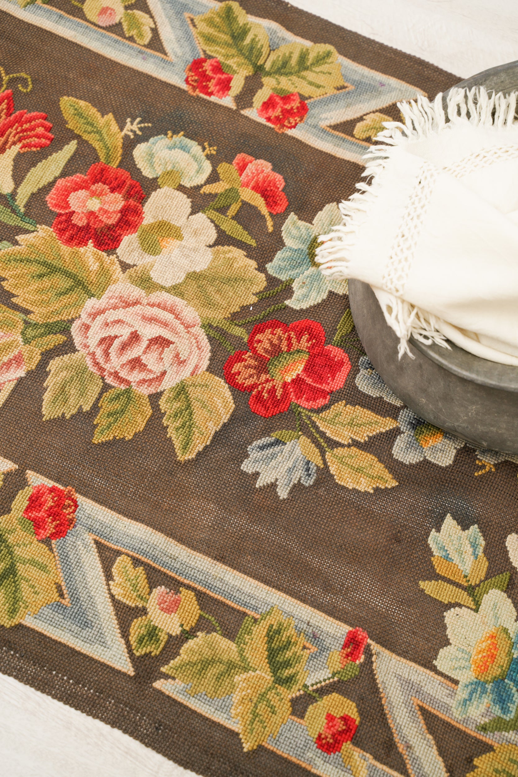 Antique English Needle Point Tapestry 5'7" x 3'