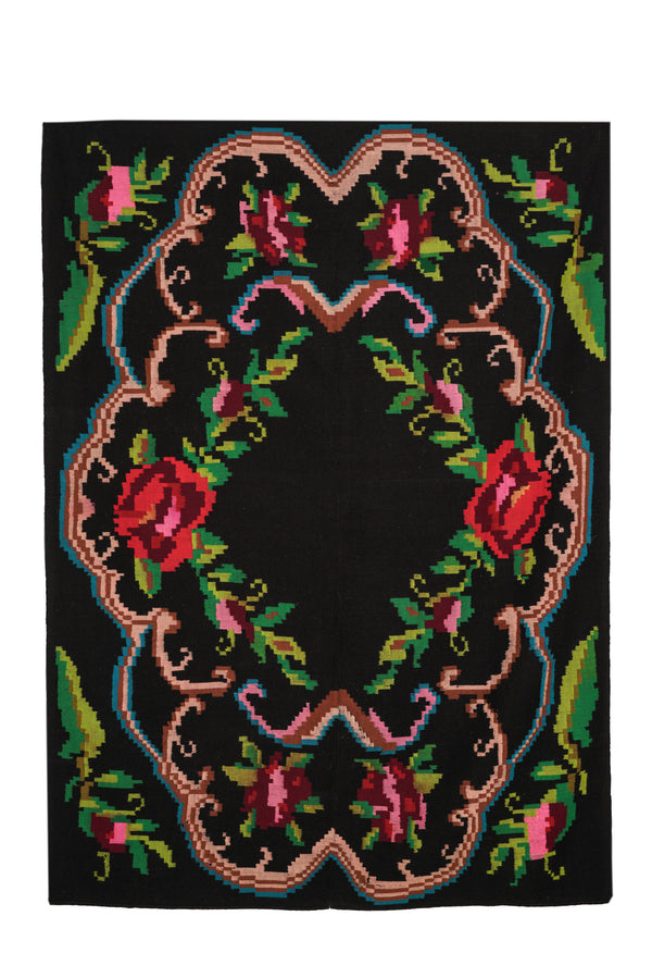 Vintage Romanian Rose Textile 6'3" x 4'6"